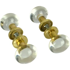 Doppelte runde Push & Pull Türgriffe aus Acryl und Messing, 2 . Set