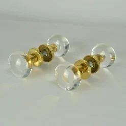 Doppelte runde Push & Pull Türgriffe aus Acryl und Messing, 2 . Set