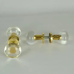 Doppelte runde Push & Pull Türgriffe aus Acryl und Messing, 2 . Set