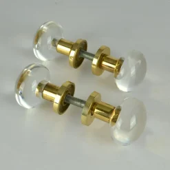 Doppelte runde Push & Pull Türgriffe aus Acryl und Messing, 2 . Set