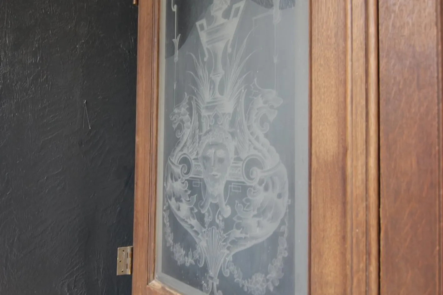 Doppeltür im Jugendstil mit geätzten Glasscheiben, 1890er, 4er Set