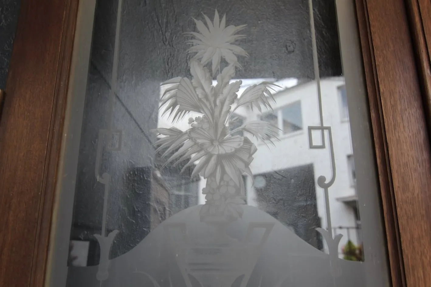 Doppeltür im Jugendstil mit geätzten Glasscheiben, 1890er, 4er Set