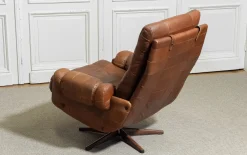 Drehbarer Ledersessel von OPE Möbler Jönköping, Schweden, 1960er