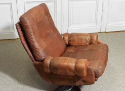Drehbarer Ledersessel von OPE Möbler Jönköping, Schweden, 1960er
