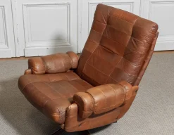 Drehbarer Ledersessel von OPE Möbler Jönköping, Schweden, 1960er
