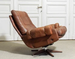 Drehbarer Ledersessel von OPE Möbler Jönköping, Schweden, 1960er