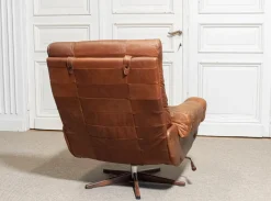 Drehbarer Ledersessel von OPE Möbler Jönköping, Schweden, 1960er