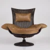 Drehbarer Sessel aus Rattan & Leder von Gerard Van Den Berg, 1970er