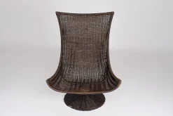 Drehbarer Sessel aus Rattan & Leder von Gerard Van Den Berg, 1970er