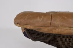 Drehbarer Sessel aus Rattan & Leder von Gerard Van Den Berg, 1970er