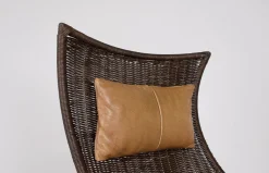 Drehbarer Sessel aus Rattan & Leder von Gerard Van Den Berg, 1970er