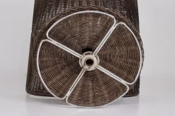Drehbarer Sessel aus Rattan & Leder von Gerard Van Den Berg, 1970er