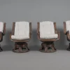 Drehbare und neigbare Rattansessel, Hocker & Couchtisch, Italien, 1960er, 6 . Set