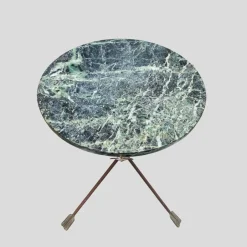 Dreibeiniger Directoire Tisch mit grüner Marmorplatte von Maison Jansen, 1950er
