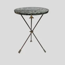 Dreibeiniger Directoire Tisch mit grüner Marmorplatte von Maison Jansen, 1950er