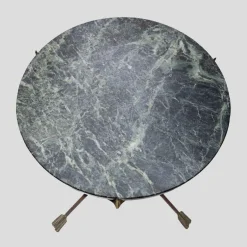 Dreibeiniger Directoire Tisch mit grüner Marmorplatte von Maison Jansen, 1950er