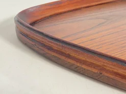 Dreieckige braune Servierplatte oder Tablett aus Holz, 1960er