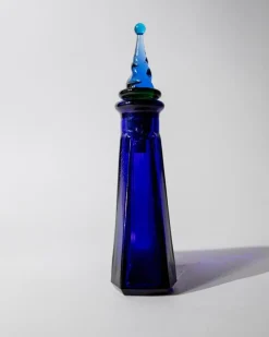 Dreieckige italienische Vintage Karaffe aus königsblauem Muranoglas, 1960er