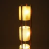Dreistufige Mid-Century Modern Stehlampe aus Glasfaser & Holz, 1950er