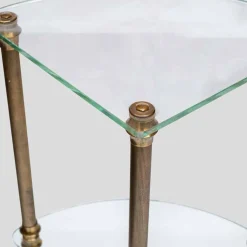 Dreistufiger italienischer Vintage Beistelltisch aus Glas & Messing, 1960er