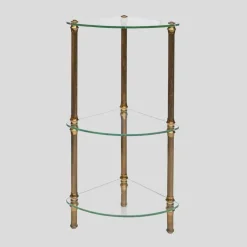 Dreistufiger italienischer Vintage Beistelltisch aus Glas & Messing, 1960er