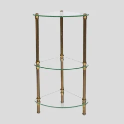 Dreistufiger italienischer Vintage Beistelltisch aus Glas & Messing, 1960er