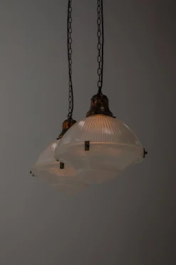 Dreiteilige Holophane Reflektor-Refraktor Hängelampe, 1920er