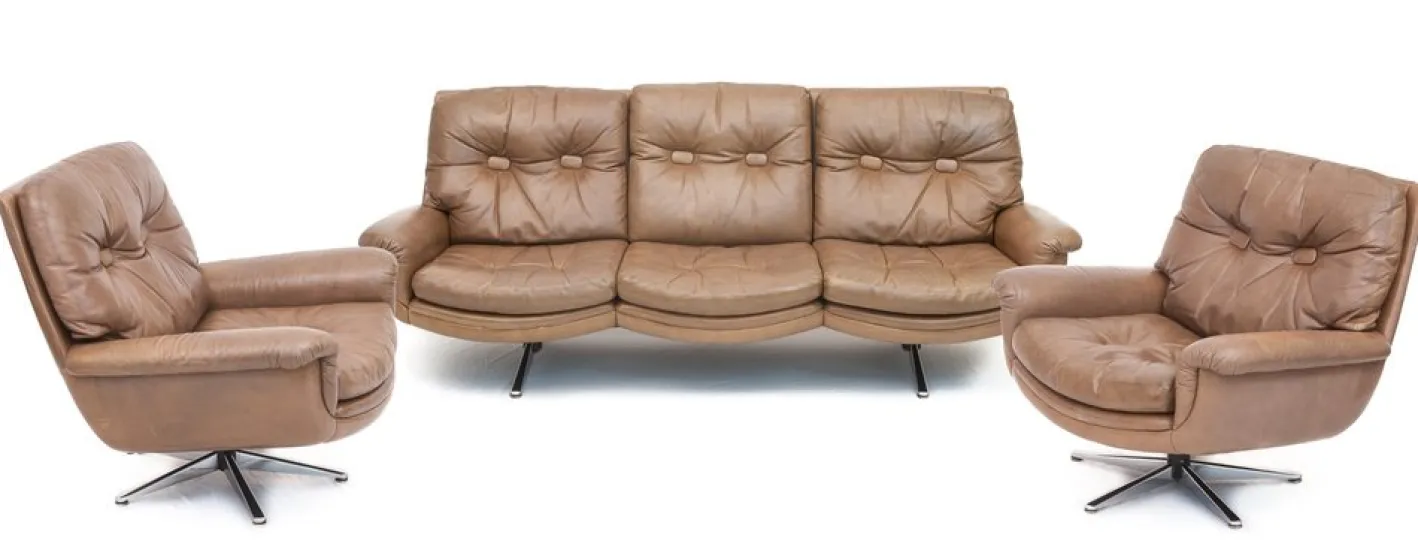 DS 31 Sofa & Drehsessel aus Leder von de Sede, 1960er, 3er Set