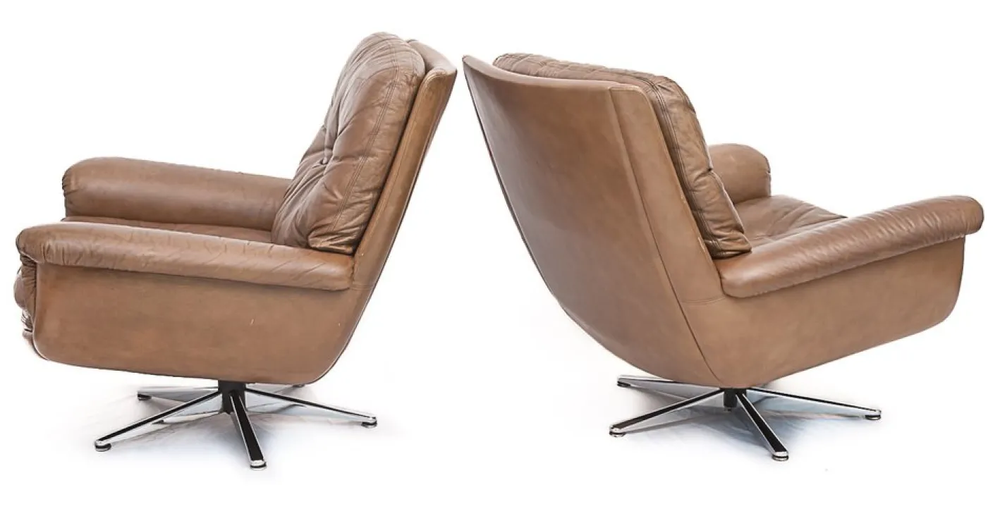 DS 31 Sofa & Drehsessel aus Leder von de Sede, 1960er, 3er Set