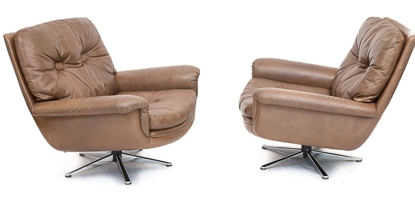 DS 31 Sofa & Drehsessel aus Leder von de Sede, 1960er, 3er Set