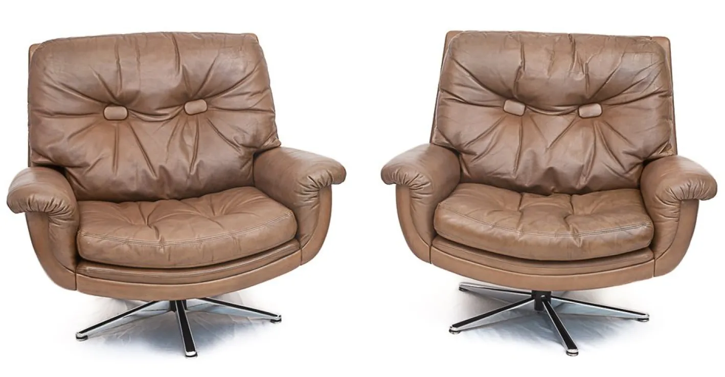 DS 31 Sofa & Drehsessel aus Leder von de Sede, 1960er, 3er Set
