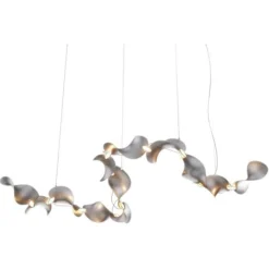 Dune 12 Curve Kronleuchter aus Aluminium mit silber eloxiertem Finish von Moss Objects