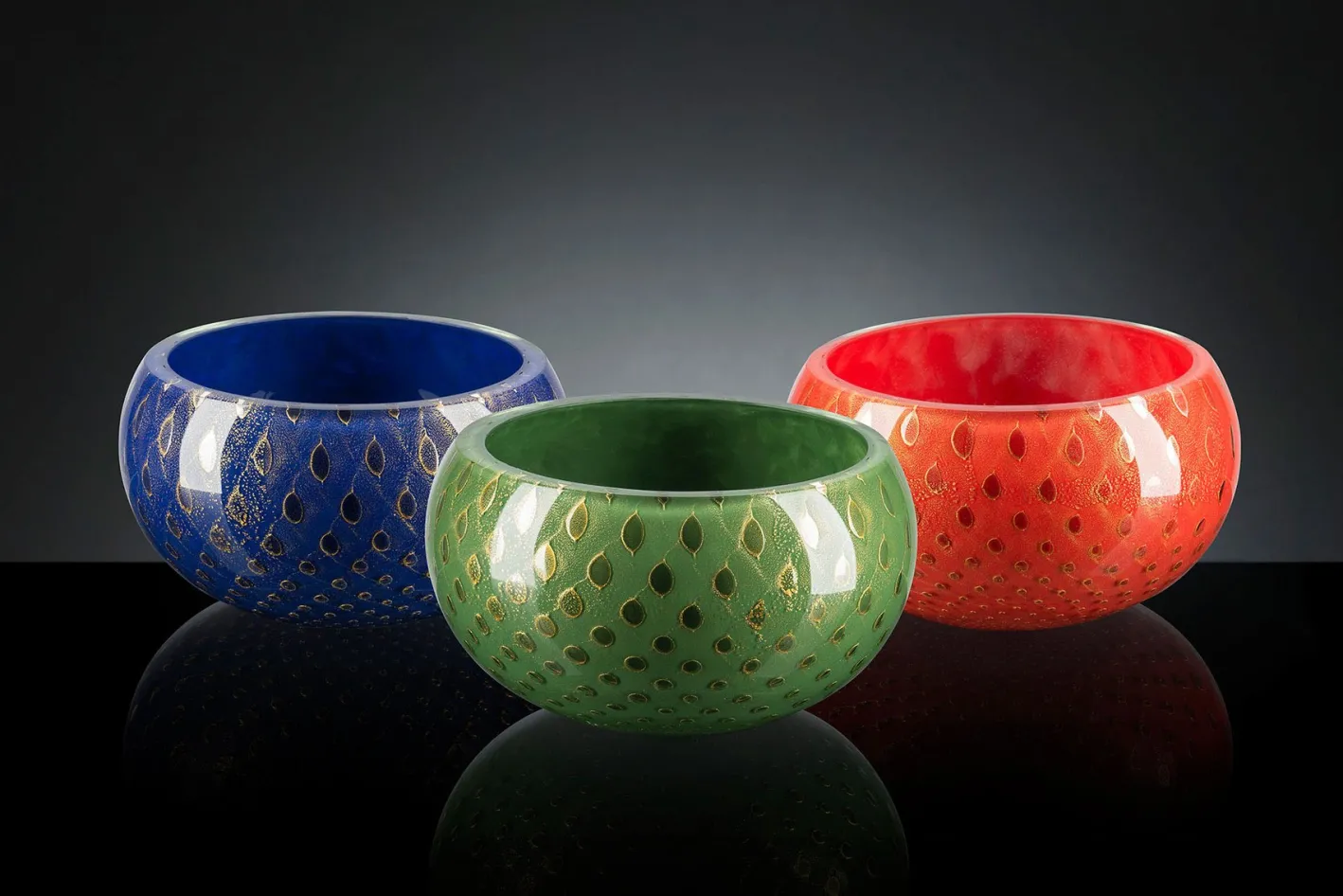 Dunkelgrüne & goldene Mocenigo Schale aus Muranoglas von Marco Segantin für VGnewtrend