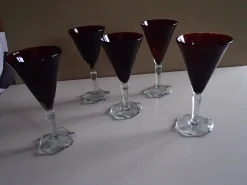 Dunkelrote Gläser von Verrerie de Biot, 1960er, 5er Set