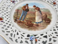 Durchbrochene Vorkriegs Porzellan Schale, Bavaria, 1890er, 2er Set