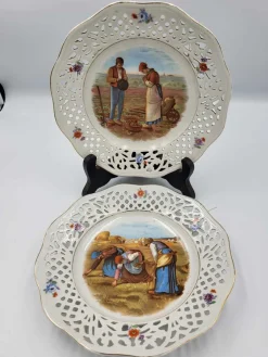 Durchbrochene Vorkriegs Porzellan Schale, Bavaria, 1890er, 2er Set