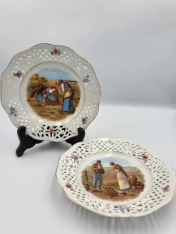 Durchbrochene Vorkriegs Porzellan Schale, Bavaria, 1890er, 2er Set