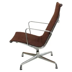 EA-122 Stuhl aus braunem Hopsak und Chrom von Charles Eames für Vitra, 1990er