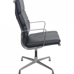 EA209 Stuhl aus Schwarzem Leder von Charles Eames, 2000er
