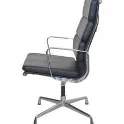 EA209 Stuhl aus Schwarzem Leder von Charles Eames, 2000er