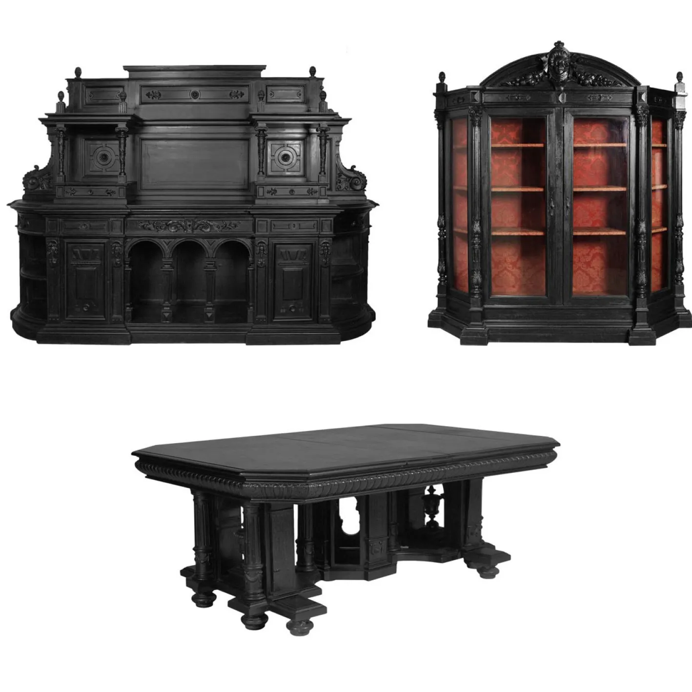 Ebonisiertes Geschnitztes Palladianisches Nussholz Highboard, 1750s