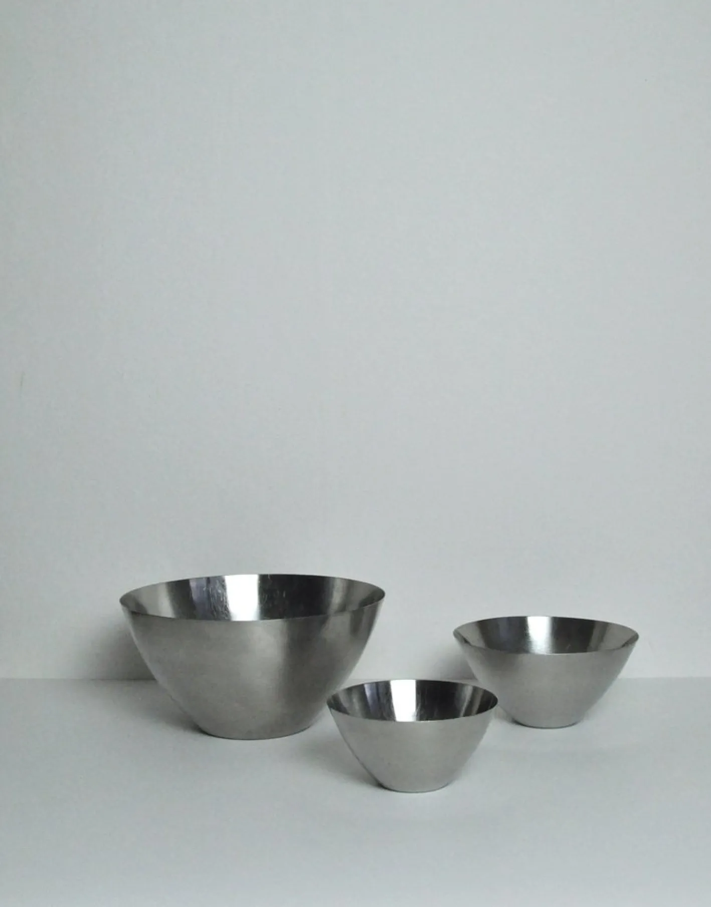 Edelstahl Schalen von Lundtofte, Dänemark, 1960er, 3er Set