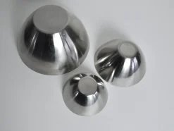 Edelstahl Schalen von Lundtofte, Dänemark, 1960er, 3er Set