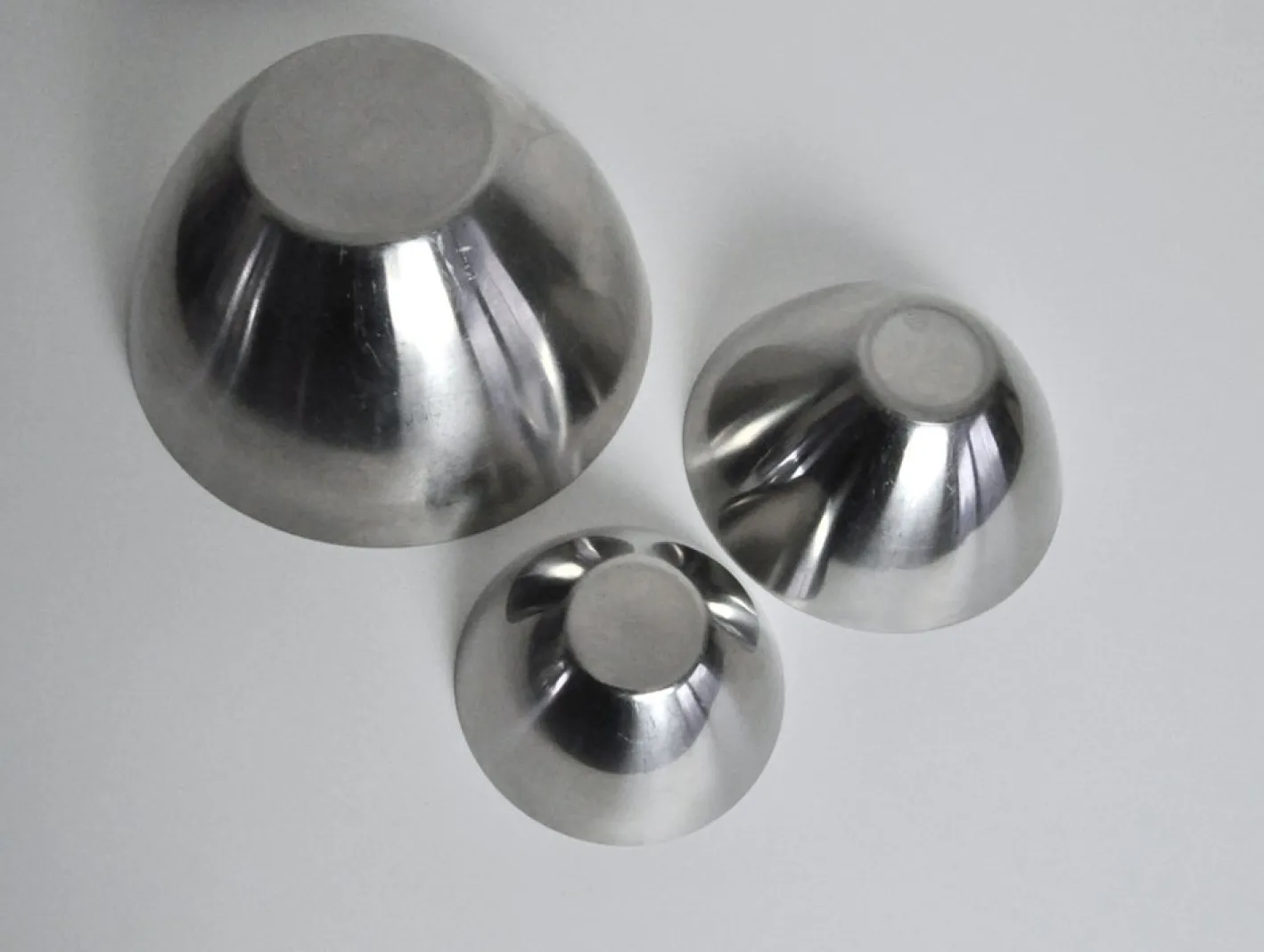 Edelstahl Schalen von Lundtofte, Dänemark, 1960er, 3er Set