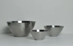 Edelstahl Schalen von Lundtofte, Dänemark, 1960er, 3er Set