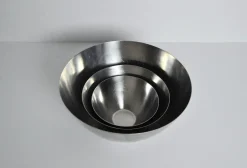 Edelstahl Schalen von Lundtofte, Dänemark, 1960er, 3er Set