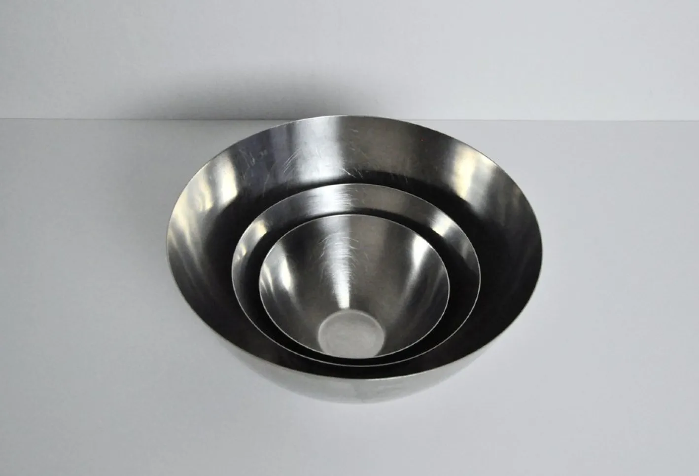 Edelstahl Schalen von Lundtofte, Dänemark, 1960er, 3er Set