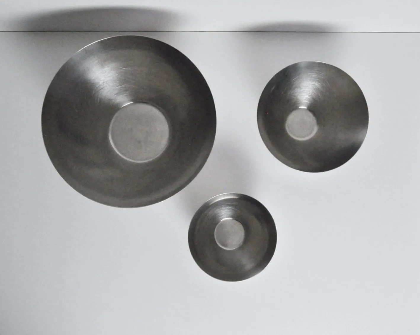Edelstahl Schalen von Lundtofte, Dänemark, 1960er, 3er Set