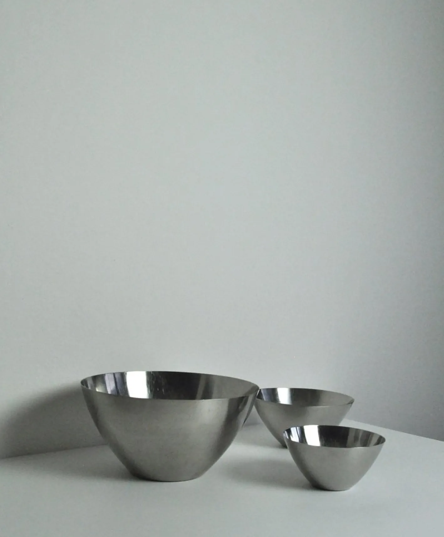 Edelstahl Schalen von Lundtofte, Dänemark, 1960er, 3er Set