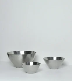 Edelstahl Schalen von Lundtofte, Dänemark, 1960er, 3er Set